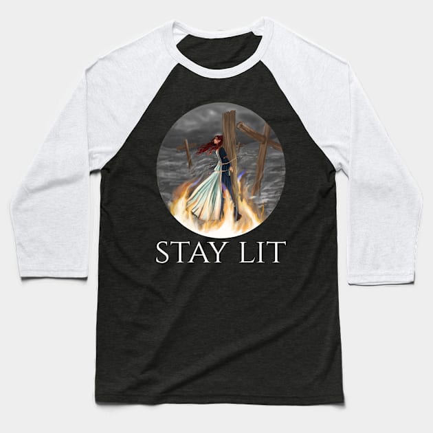 Stay Lit - Medieval Witch Burning - Occult Paganism Baseball T-Shirt by Styr Designs